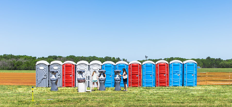 portable toilets in the field